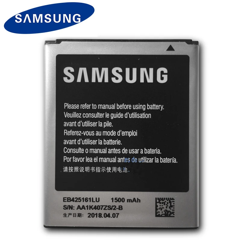Оригинальный аккумулятор Samsung EB425161LU 1500 мАч для Galaxy S Duos S7562 S7566 S7568 i8160 S7582 S7560 S7580 i8190