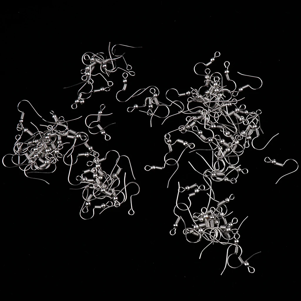 100 Pieces Fashion Designs Coil Ball Fish Hook Earring Wires / Earrings / Hooks /Jewelry Finding Making Crafts