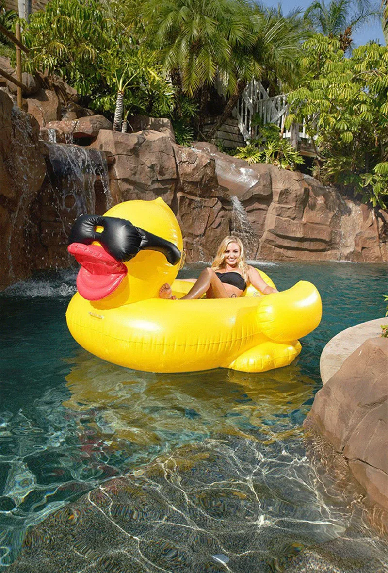 Huge swimming tube pool vison water float inflatable party toys air yellow duck bed float accessories Beach toys (2)