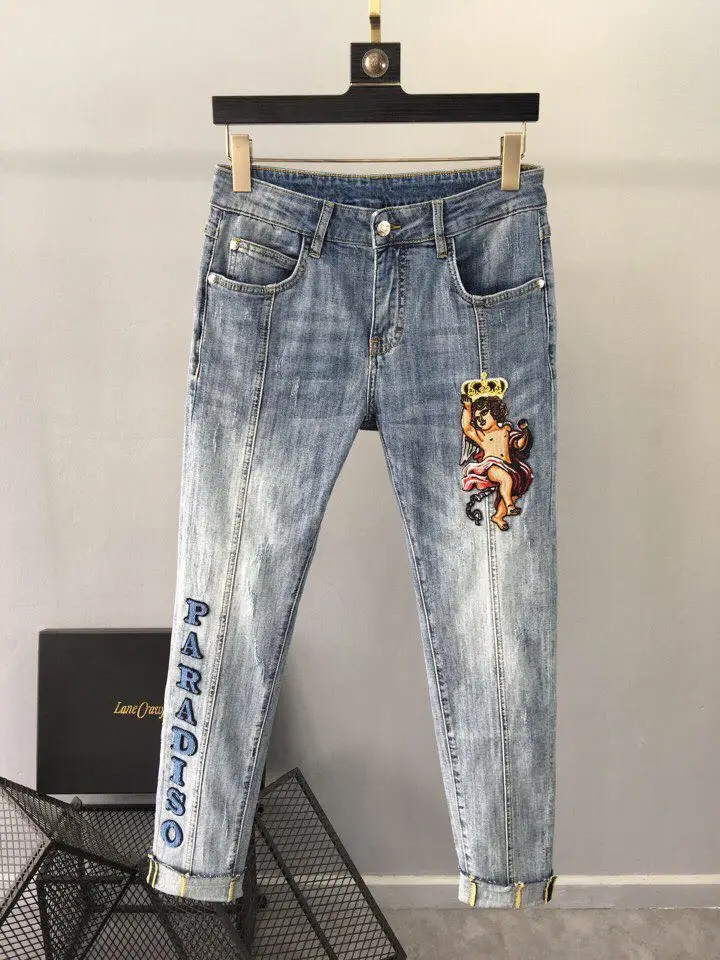 

Fashion Men's Jeans 2019 Runway Luxury famous Brand European Design party style Men's Clothing WD04307