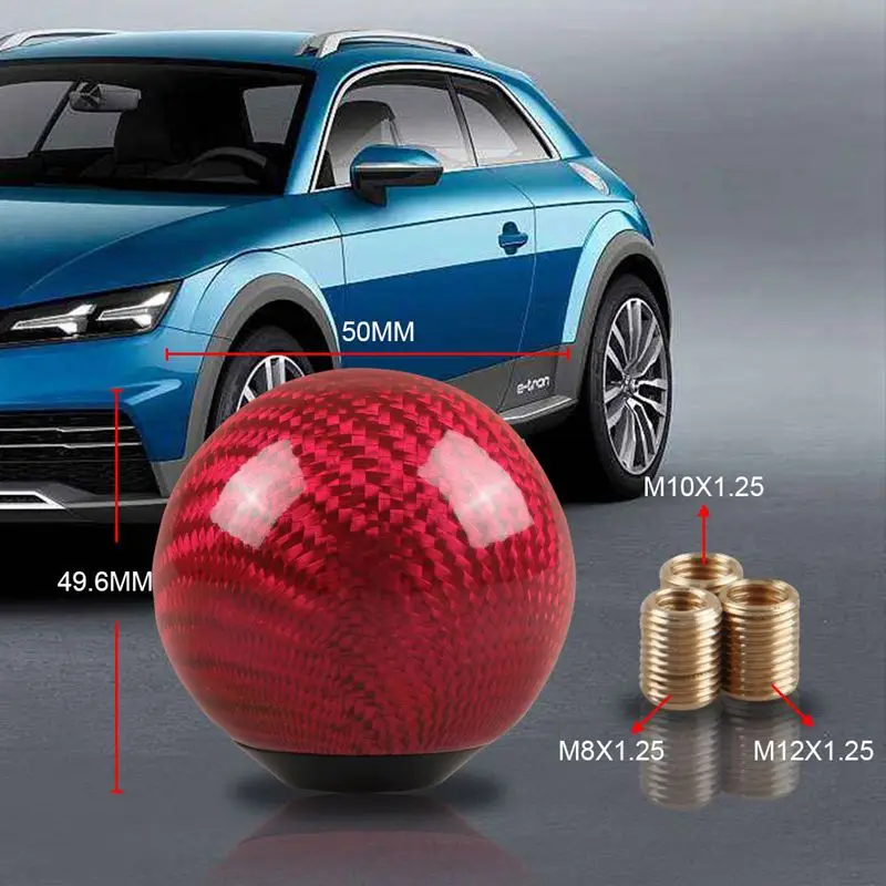 Ball Shift Knob Adapter Kit Universal Car Gear Shifter Lever Round-Ball Shape Carbon Fiber