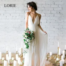 LORIE простое Бохо свадебное платье пляжное Robe de mariee сексуальное свадебное платье из шифона свадебное платье с бретельками