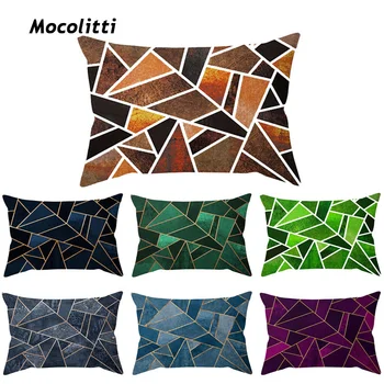 

30x50cm Abstract Geometric Cushion Cover Vintage European Blue Green Stone Grey Diamond Triangles Home Decoration Pillow Case