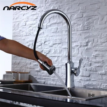 

Kitchen Faucet Chrome Gild Torneira Para Cozinha De Parede Hot and Cold 360 Rotation Mixer Swivel Pull Out Sink Faucet XT-175