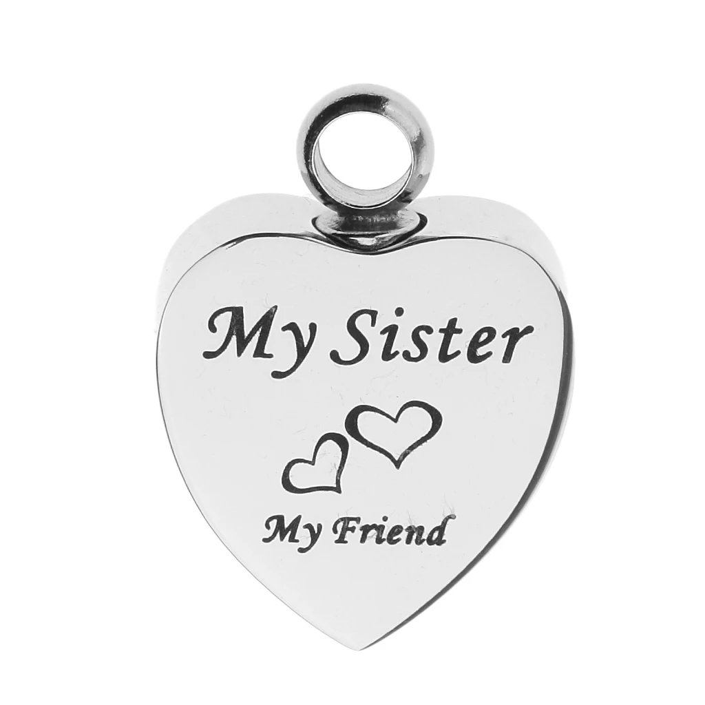 Stainless Steel Cremation My Friend Heart Urn Pendant Keepsake Memorial Charms Jewelry Fit Pendant