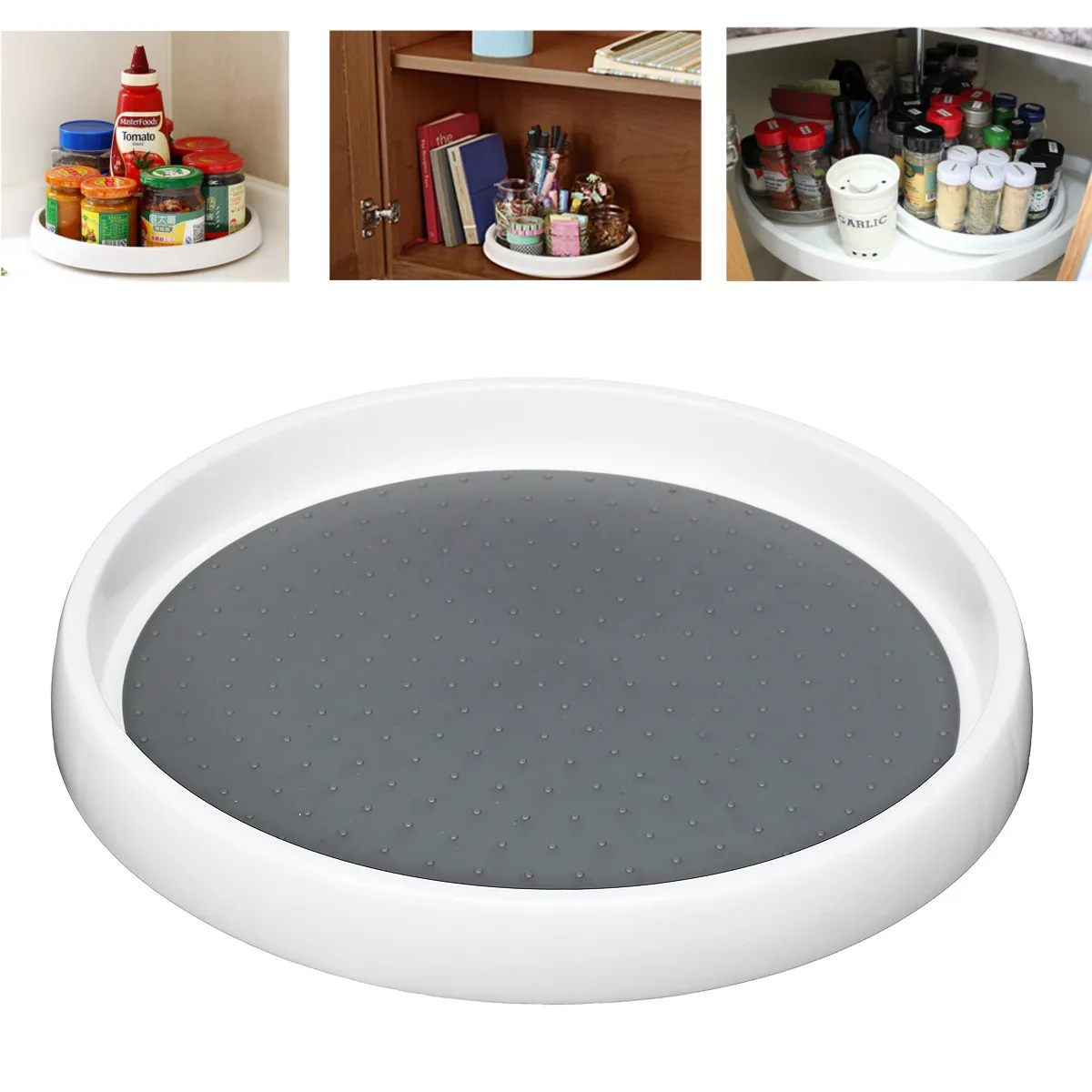  Rotatable Desktop Kitchen Storage Organizer Round Cabinet Spice Seasoning Bottle Holder Rack Jar Sh