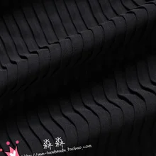 Плиссированная ткань шелк жемчуг Пряжа Ткань чистый черный плиссе в гармошку Плиссированное шифоновое платье свадебный ряд льняное