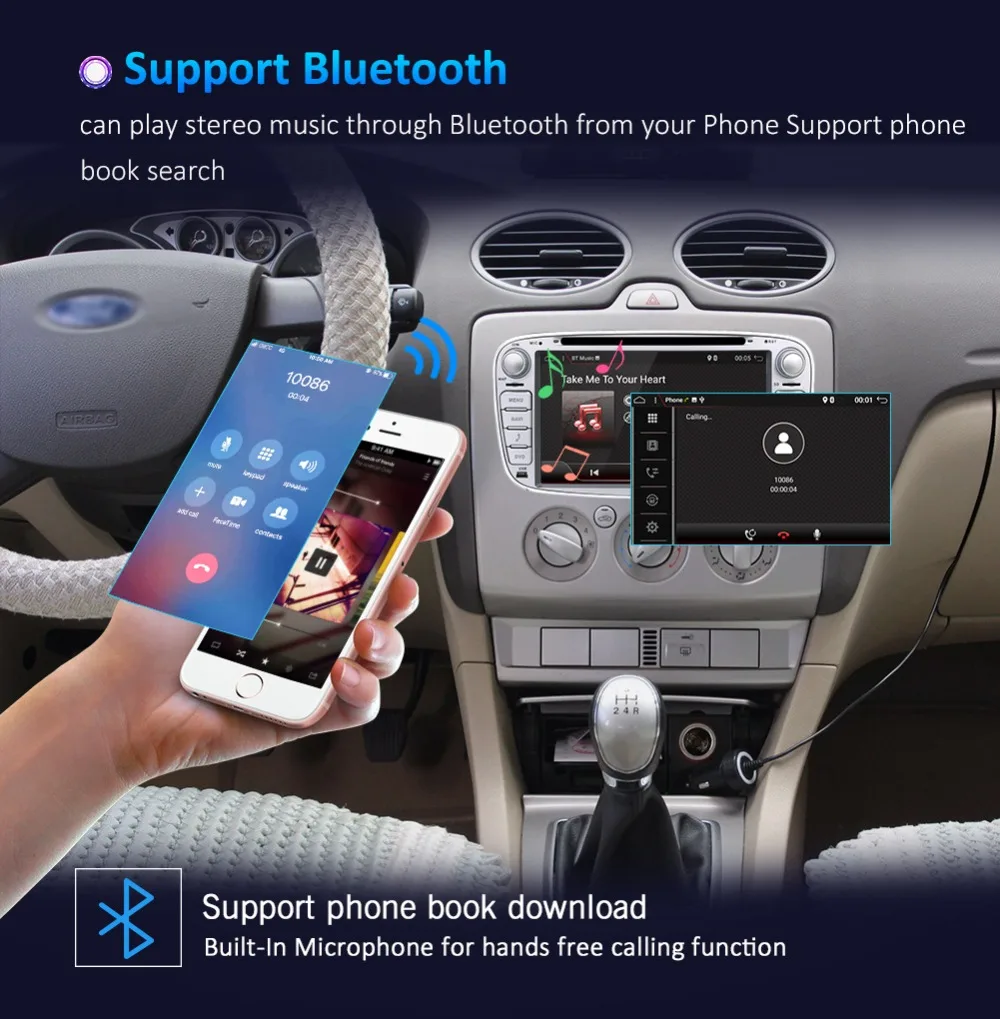 Cheap 2G RAM 32G ROM Quad core android 7.1 car dvd for Ford focus Mondeo S-max smax Kuga c-max gps radio video wifi multimedia player 7