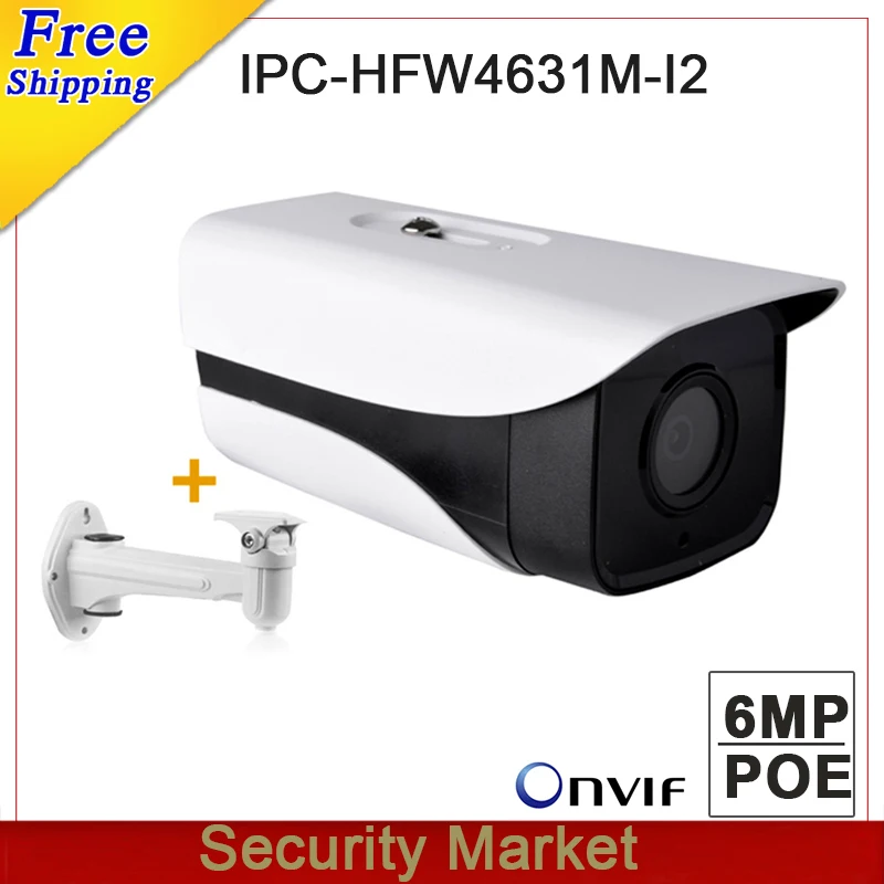

Original dahua 6MP bullet IPC-HFW4631M-I2 IP Camera IR 80M POE CCTV replace IPC-HFW4431M-I2 with bracket Waterproof outdoor