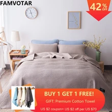 Famvotar Solid Color 3-piece Quilted Bedspread Fancy Vertical Pattern Summer Bedspreads Sofa Couch Blanket All Season Throws all over pattern blanket