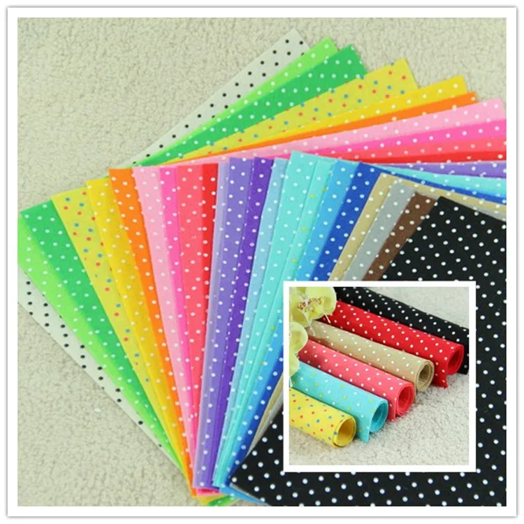 

Felt Fabric,Dot Print Felt Fabrics,Polyester Non-woven Felt, Patchwork Felt, DIY Material,30X30 cm,22 Pcs/ Lot