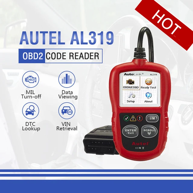 Cheap Autel AutoLink AL319 Car Diagnostic Tool DIY Code Reader OBD2 OBDII Car Fault Auto Code Reader Scanner Mechanic Autoscanner OBD