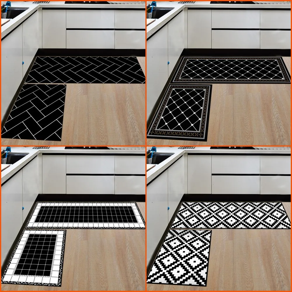 

2pcs/set Washable Entrance Doormat Black Funny Floor Mat Kitchen Long Carpet Outdoor Corridor Rug Front Door Entry Mats