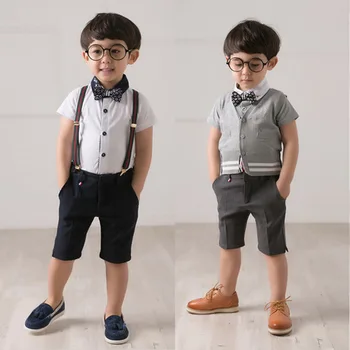 

Children's Sets Children's Clothing boy's casual cloths short summer cotton boy's t-shirt+suspender trousers sets 110-150 cm