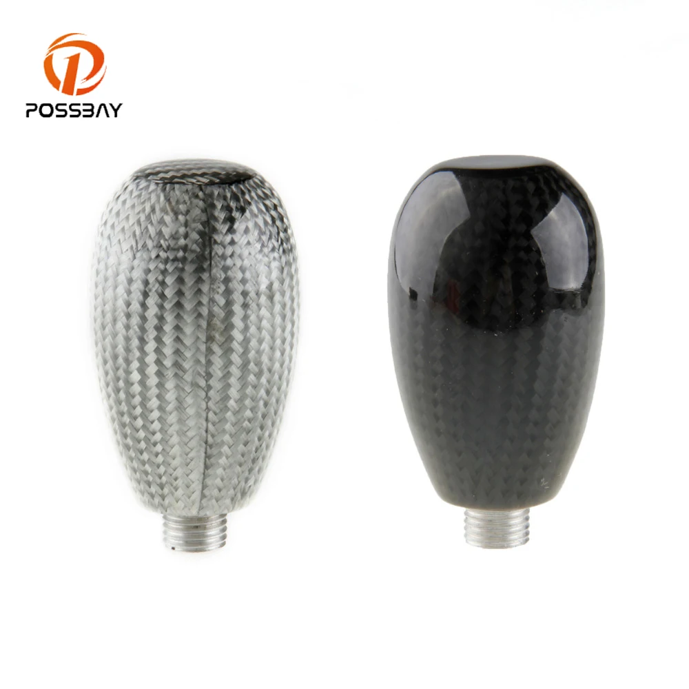 

POSSBAY Automobiles Shift Lever Gear Knob Black/Silver Carbon Fiber Manual Car Gear Head Handball Shifter Knob Car-styling