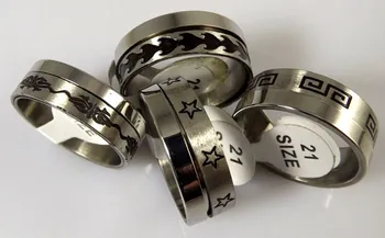 

WHOLESALE 18 pcs (2 in 1) Fashion Etch STAINLESS STEEL RING Free shipping