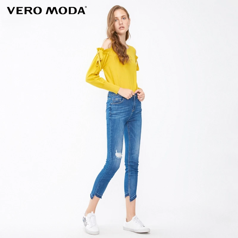 Vero Moda женские укороченные джинсы с необработанными краями | 318349534