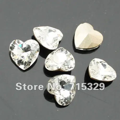 50 шт./лот кристально прозрачные стразы в форме сердца для самостоятельного