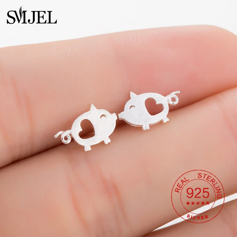 SMJEL, простые креативные серьги с изображением Зодиака ягненка, серьги с изображением свинок для женщин, Изысканные милые Серебристые серьги-гвоздики в виде животных для девочек, новинка
