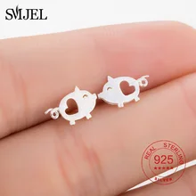 SMJEL, простые креативные серьги с изображением Зодиака ягненка, серьги с изображением свинок для женщин, Изысканные милые Серебристые серьги-гвоздики в виде животных для девочек, новинка