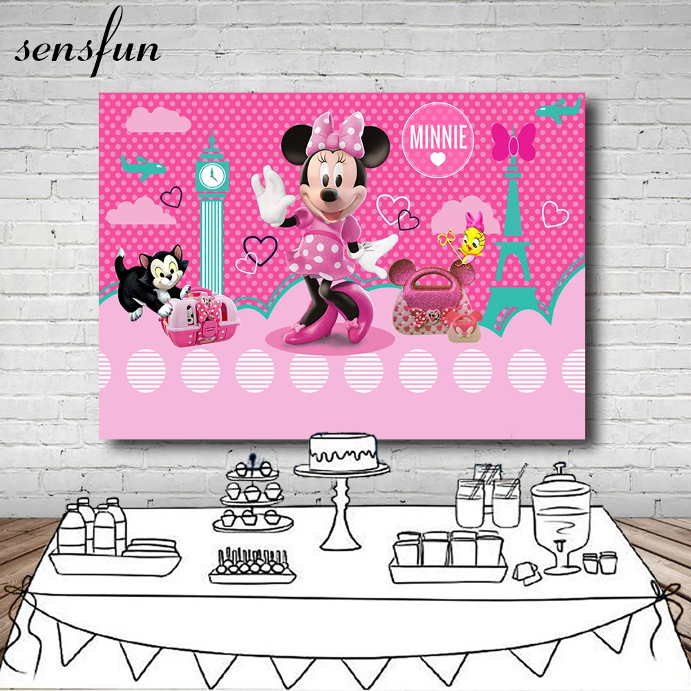 

Sensfun Pink Dance Minnie Photography Backdrop For Little Girls Custom Vinyl Polka Dots Backgrounds For Photo Studio 7x5FT