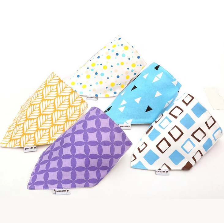 Wayoyoli/2 шт./лот, цветной треугольный шарф, хлопок, 2 слоя, с пуговицами, детский нагрудник, для маленьких мальчиков и девочек, нагрудник для кормления
