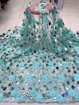 

High Quality 2019 African French tulle Lace Fabric with sequins French Tulle Lace Embroidery Lace Material for Women Dress