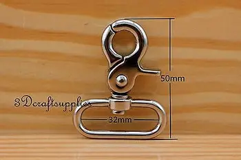 

Lobster Clasps Clips Claw purse hooks Swivel snap hook silver 32 mm 6pcs CF88