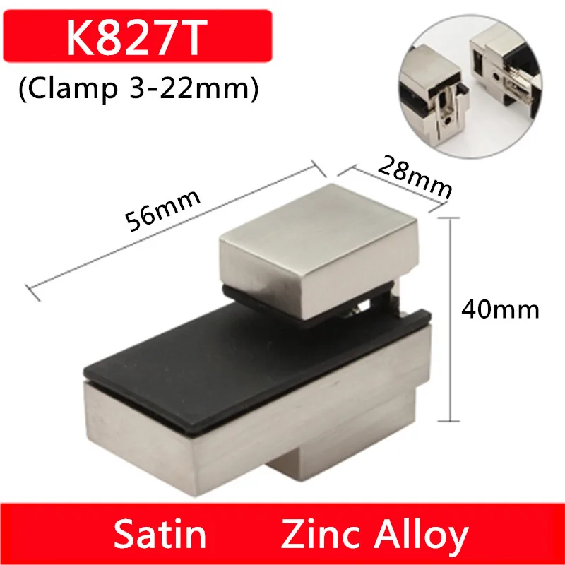 2pcs K827T For 3 to 22mm glass board stairs style Glass Clamps Satin finished Zinc Alloy Shelves