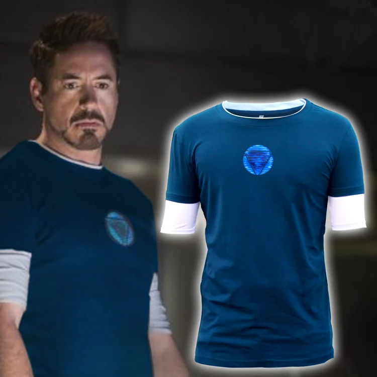 

RXLZOON Mens noctilucence Luminous t shirt Iron Man clothing Loose night shining T-shirt plus size cotton