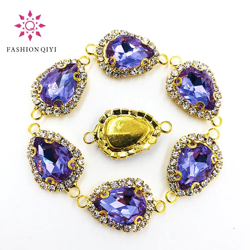 

Золотая Нижняя КАПЛЕВИДНАЯ двойная петля Хрустальная пуговица Кристалл Фиолетовое Стекло для шитья Стразы diy/аксессуары для одежды