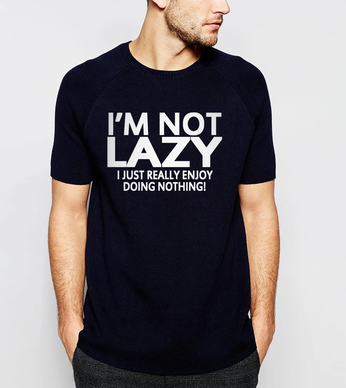 

Lasting Charm attitude I'm not lazy I just enjoy doing nothing letters men Sports T-shirts short sleeve o-neck t shirt