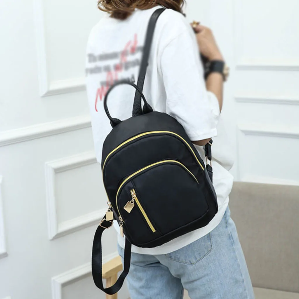 Women's Solid Color Backpack Multi-Function Shoulder Bag Casual Backpack Oxford Material Zipper Decoration Feminina Backpack#vk