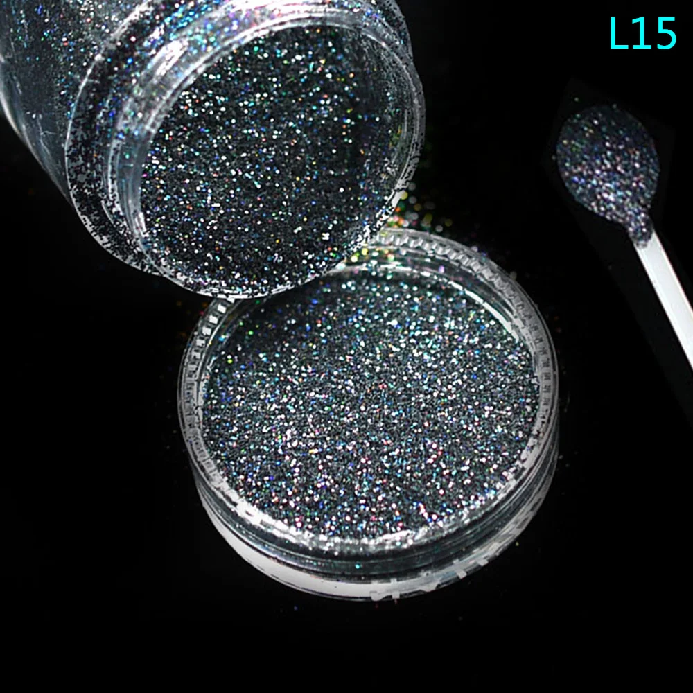 

1 Bottle Nail Art Glitter Dark Black Pigment Powder 3d Laser Holographic Sparkle Sequin Creative Craft TRL15