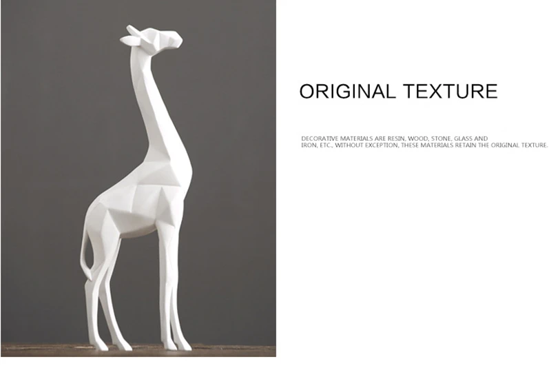 Абстрактный геометрический Настольный дисплей белый и черный Жираф статуя рабочего стола изделия из смолы скульптура домашнее украшение фигурка животного 126