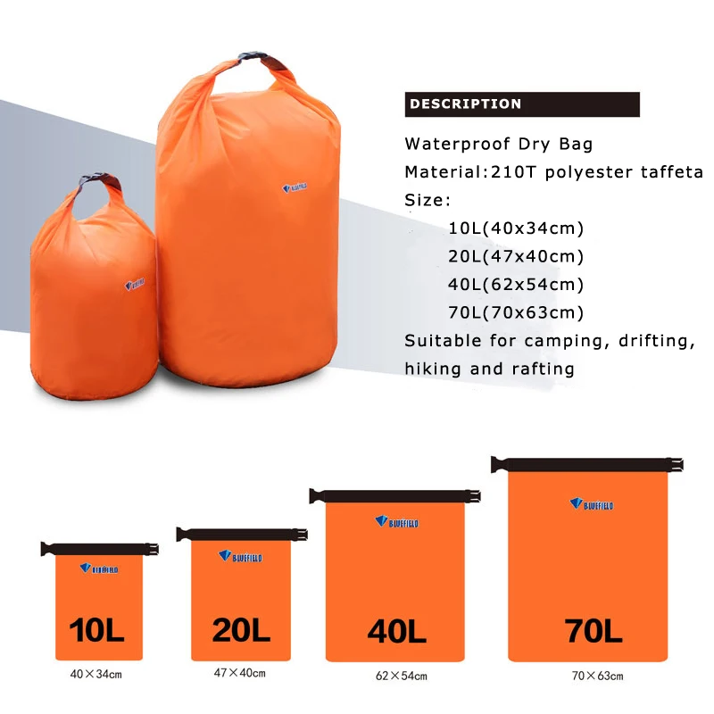 40L 70L bolso seco impermeable Pack Sack rollo Top compresión saco de natación Rafting kayak River Trekking Floating canotaje 40L 70L bolso seco impermeable Pack Sack rollo Top compresión saco de natación Rafting kayak River Trekking Floating canotaje