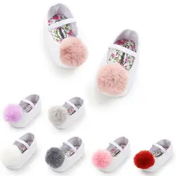 Одежда для малышей для девочек Мягкие плюшевые туфли принцессы симпатичный помпон обувь детская обувь для новорожденных обувь для девочек