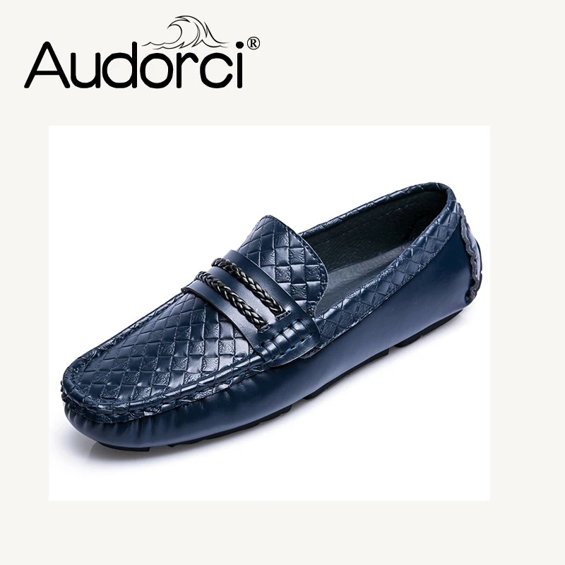 Audorci 2018 Spring Men's Fashion Handmade Loafers Shoes Man Boat Driving Peas Shoe Men Light Flats Size 38-44 | Обувь
