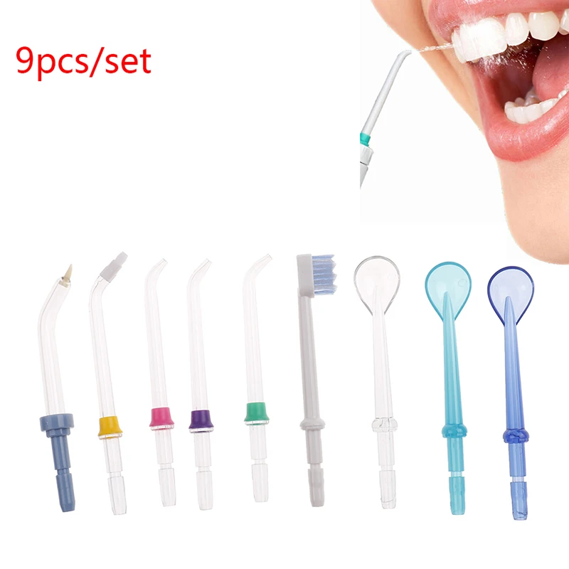 

Hot Sale! 9 Pieces Water Flosser Oral Irrigator Extra Replacement Jet Tip Nozzle For Flycat Waterpik Teeth Care Tool Kit 5 Types