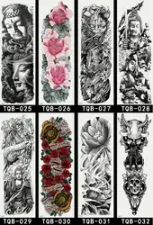 96 Стиль Большой временные татуировки наклейки полная рука прохладный Поддельные рукава для татуировки дизайн черный огонь Череп Роза