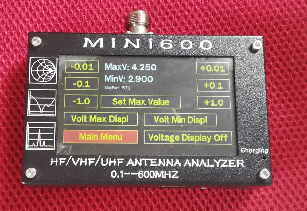 

0.1-600MHz Antenna Analyzer HF/VHF/UHF ANT SWR Antenna Analyzer Meter digital LCD display Frequency Sweep HAM Radio Amplifier