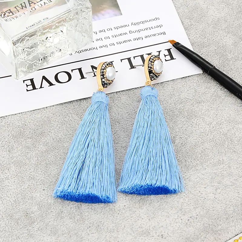 

ZHINI New Bohemian Simple Long Tassel Earrings For Women Retro National Winds Vintage Antique Fashion Earrings Jewelry Ornaments