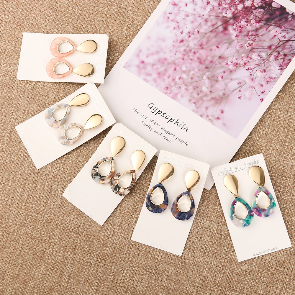 

Female Boho Multicolor Resin Dangle Earring Statement Brincos Bohemian Acrylic Round Drop Earrings For Women Fashion Jewelry