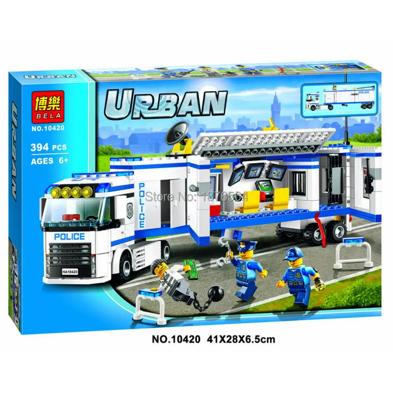 394pcs New 10420 city police fluidity Police Station building blocks assembled kids font b toys b
