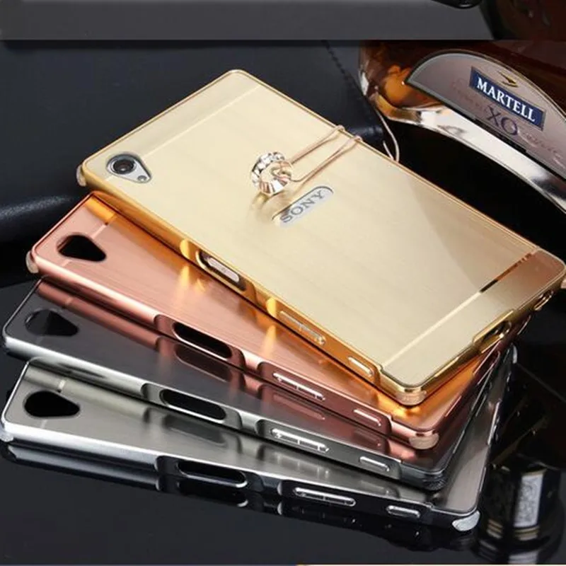

For Sony Xperia Z2 Z3 Z5 Luxury Gold Plating Aluminum Case Arcylic Mirror Chrome Cover Capa Celular