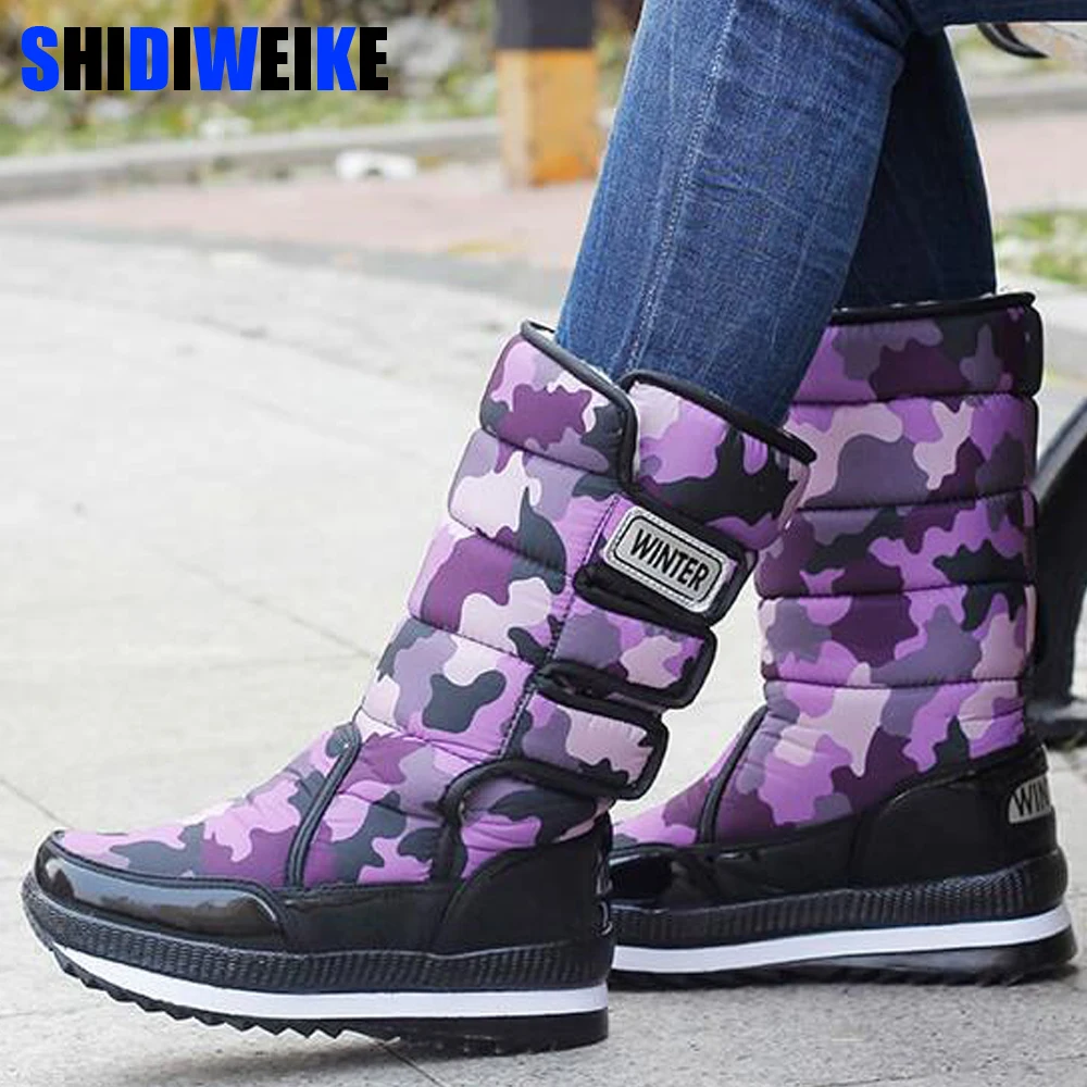 

2019 Women's Boots Platform Winter Shoes Thick Plush Non-slip Waterproof Snow Boots for Women Botas zapatos de Mujer g496