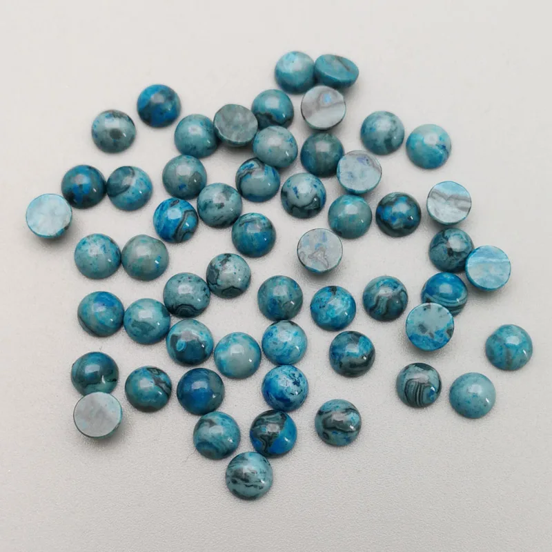 

Whoelsale Fashion natural blue agates stone beads charm 4mm round CAB cabochon for jewelry Ring accessories no hole 50Pcs