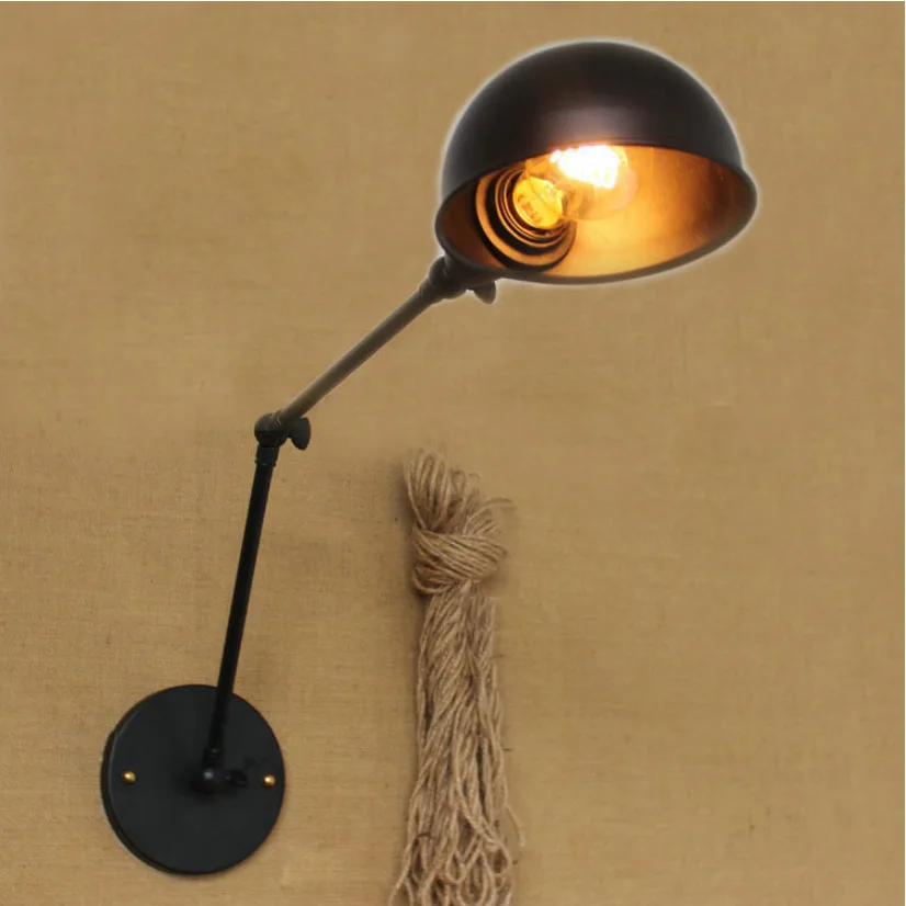 

Fashion Style Retro Iron Wall Lamp Simple & Modern Adjustable Swing Arm Dining Light Loft Vintage Wall Black Light