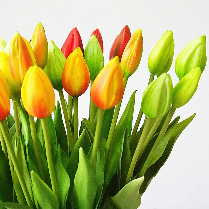 44cm Real touch soft silicone Artificial 7Pcs/bunch tulips home decoration Fake flower wedding bridal handing flowers tulip-2