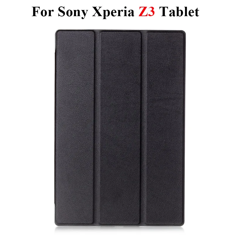 Умный Магнитный откидной Чехол из искусственной кожи для sony Xperia Z2(10,"), Z3(8"), защитный чехол для планшета+ пленка+ ручка - Цвет: Black for Z3